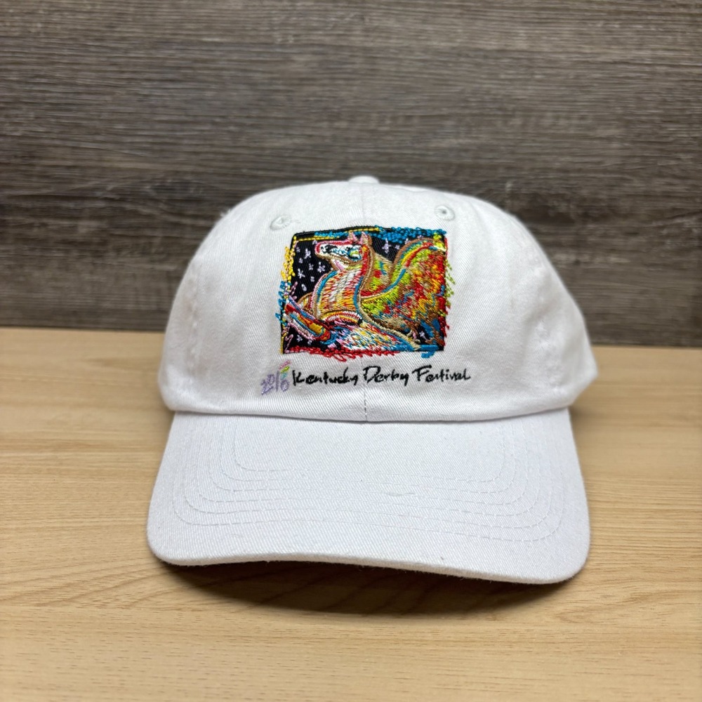 Kentucky Derby Festival Hat Cap Strap Back White Colorful Embroidered Design